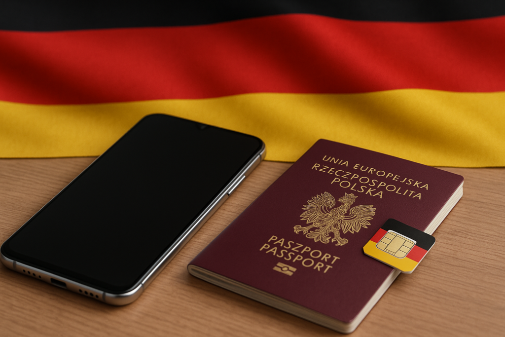 Smartfon, paszport i karta SIM z flagą Niemiec – wybór telefonu na abonament w Niemczech